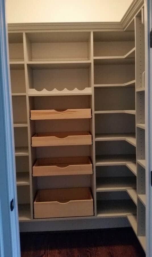 Custom pantry pull-out drawers Doylestown, installed by Closets For Less