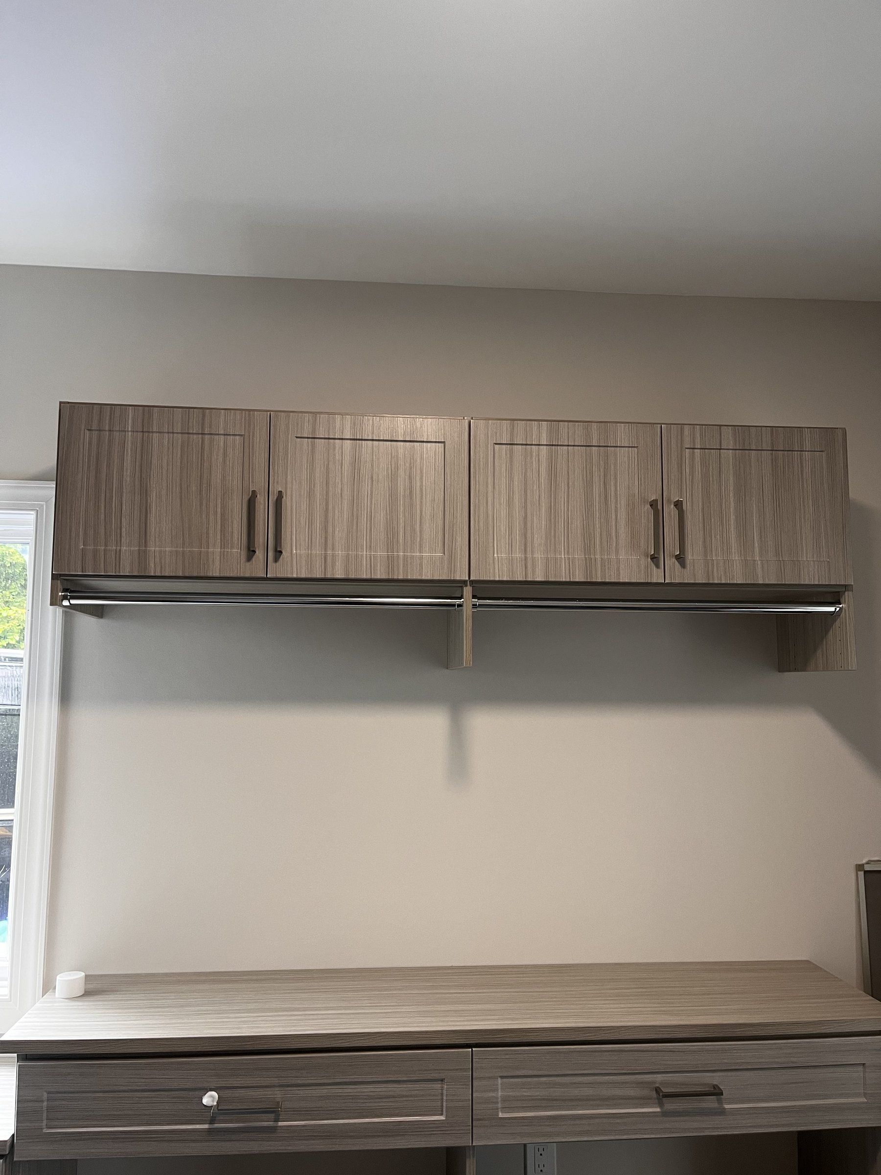 Home office desk upper cabinets, installed by Closets For Less