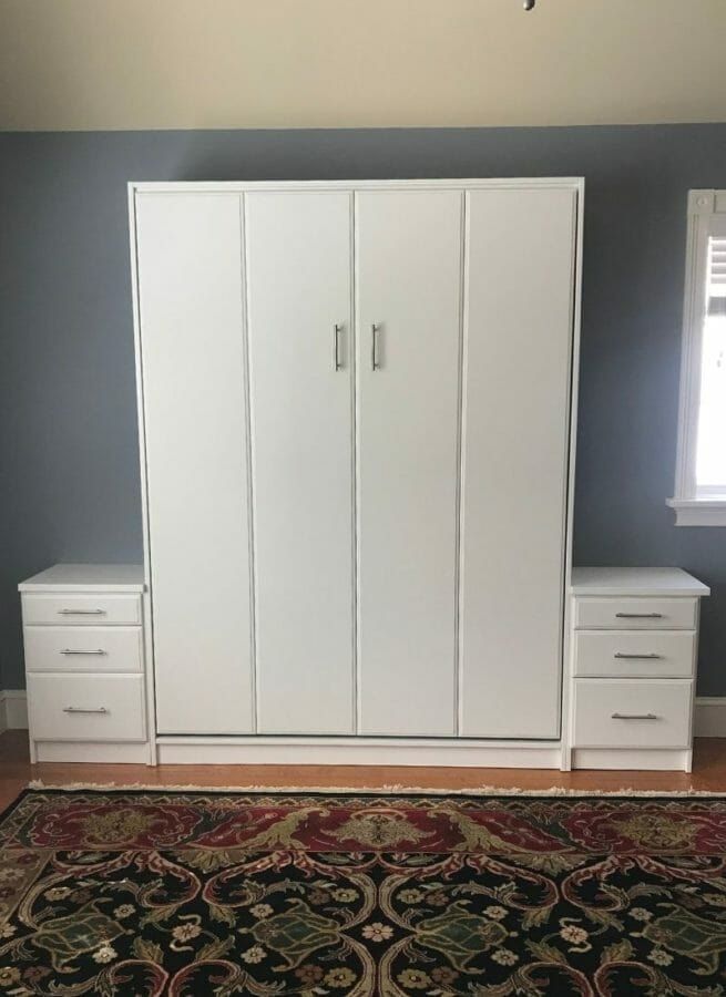 Murphy bed white closed, installed by Closets For Less