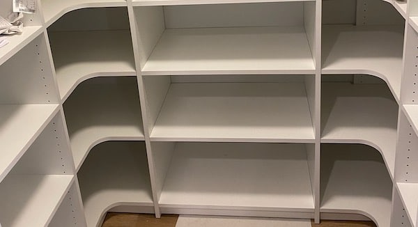 white pantry shelves custom built and installed in montgomery county pa home