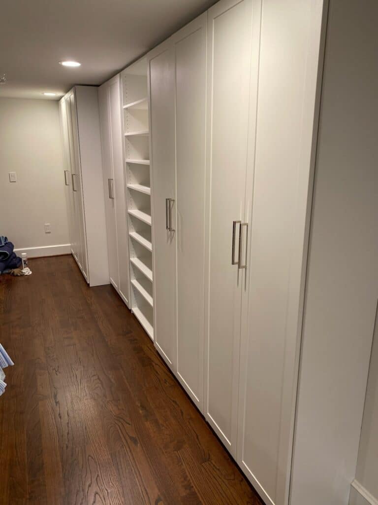 Mudroom with several closets for different things